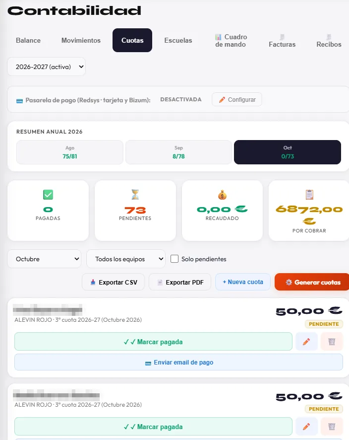 Cuotas claras para las familias